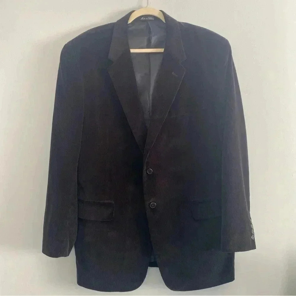 Calvin America Dark Brown/Black Corduroy Sports Jacket Coat Blazer 44R -Like New